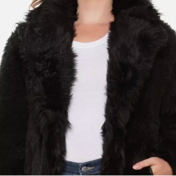 NEW UGG ESME Women's Black Shearling Long Coat Size XL MSRP $2295 Luxury Toscana - Picture 4 of 8